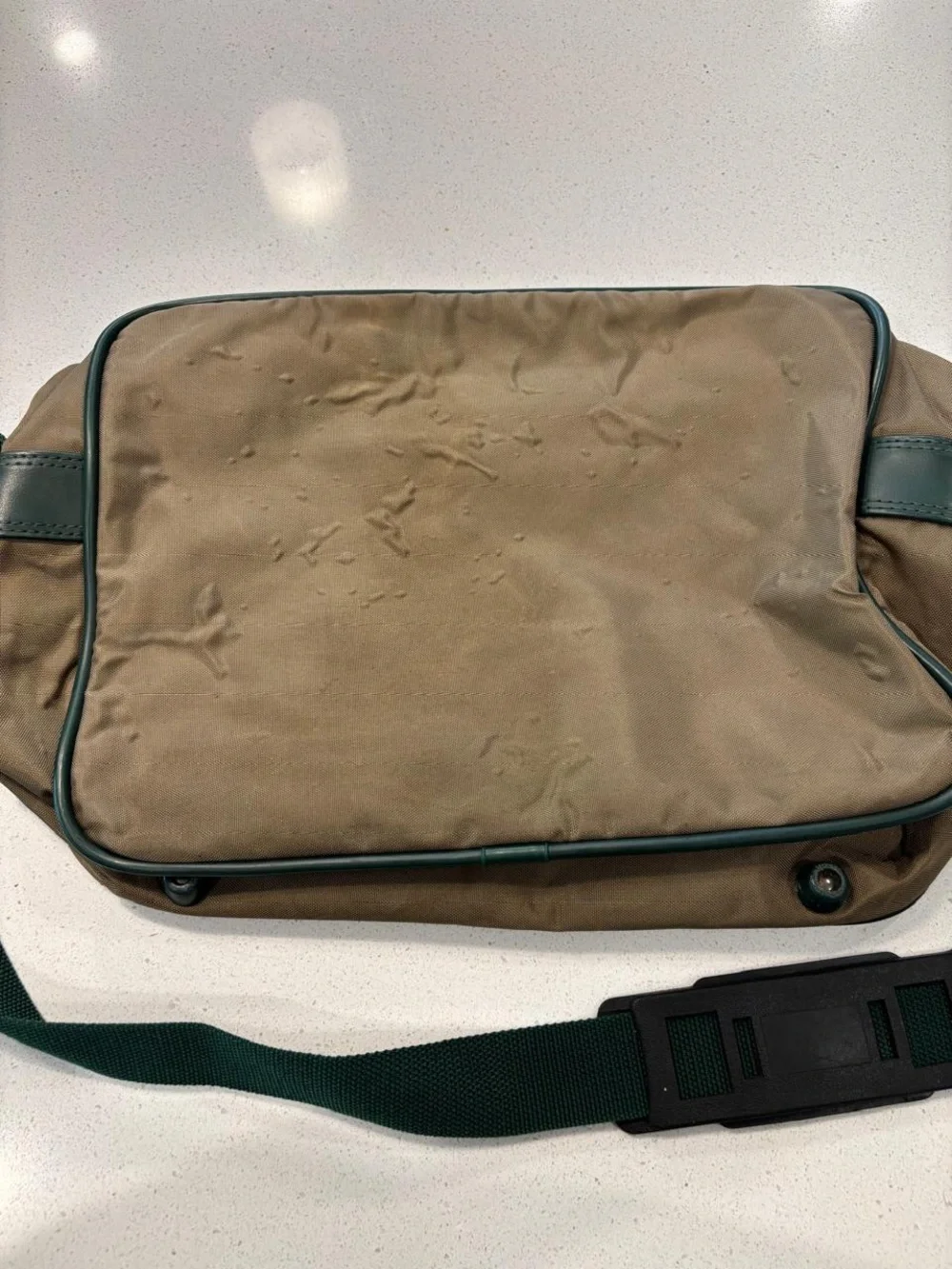 Vtg American Tourister Canvas Messenger Travel Shoulder Bag Khaki #E33